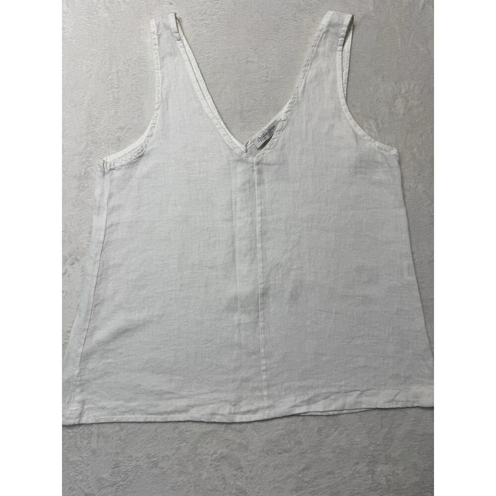 Cobblestone 100% White Linen Sleeveless Top Italy Size Large